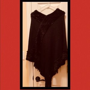 Fur and Fringe Fashion Poncho! One Size Fits Most!